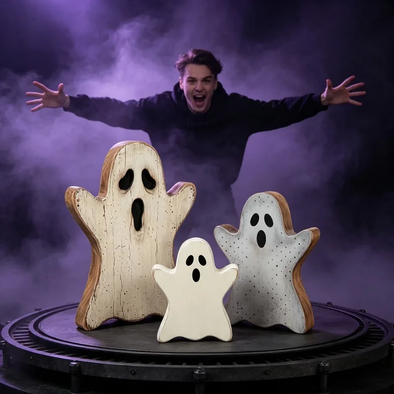 Photo Booth Prop Wooden Desktop Decorations for Halloween Desktop Party Decorations Autumn Party Center and Shelf Displays