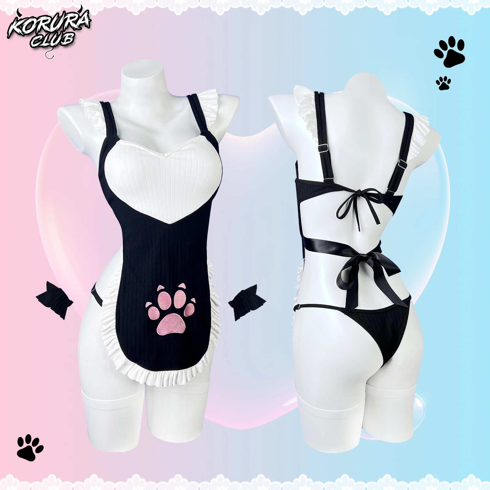 KORURACLUB Sexy Women's Clothing Korura Multi-color Shy Cat Apron Role-Playing Costume