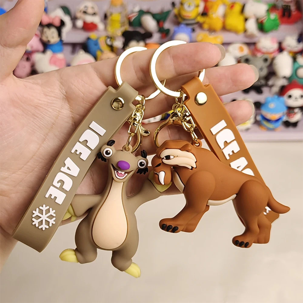 Ice Age Keychains Manny Diego Sid Disney Keyrings Mammoth RAZ Anime Figure Keychain Sabre Birthday Gifts Christmas Jewelry