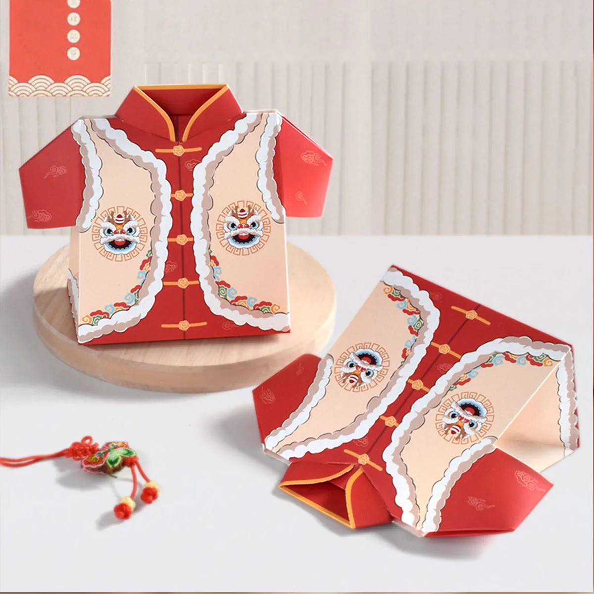 10Pcs Chinese New Year Candy Boxes Traditional Cloth Shape Cookie Pouches 2024 Party Favor Decorations Home Gifts Supplies