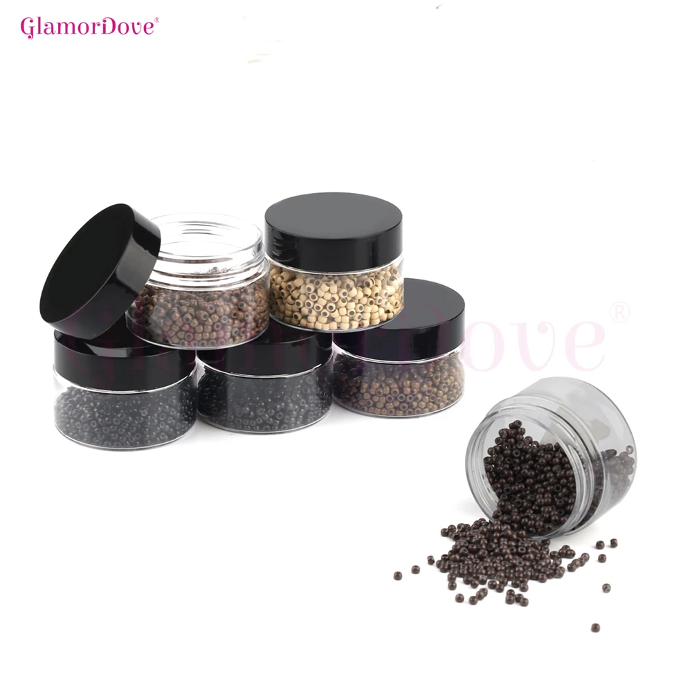 GlamorDove Copper Nano Rings 1000pcs – Silicone Lined Micro Beads for I-Tip Hair Extensions