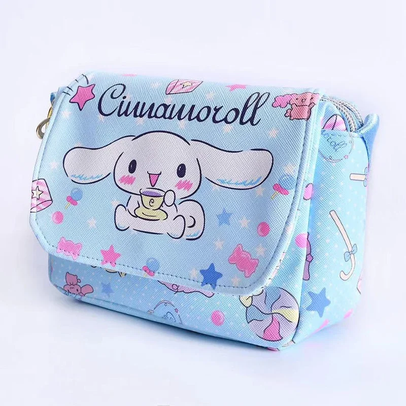 Sanrios-Bolsa de mensajero de dibujos animados de Anime Cinnamoroll Kuromi My Melody, monedero de juguete de PU, bolso de hombro, regalo de cumpleaños para niñas