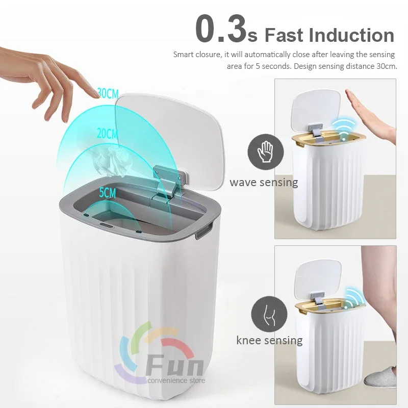 Smart Sensor Trash Can Bathroom Kitchen Trash Can with Lid Bathroom Waterproof Odor Proof Narrow Trash Can Household Products