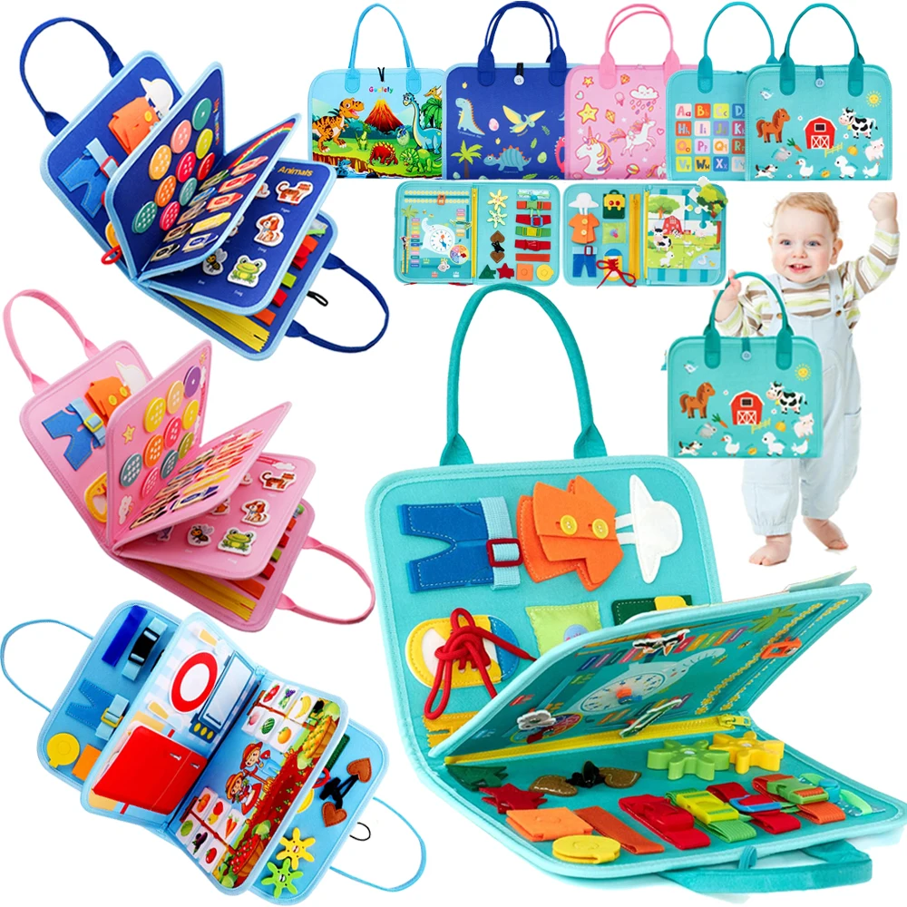Livre occupé Montessori, jouets éducatifs pour tout-petits, activité Portable, planche de voyage, motricité Fine, jouets d'apprentissage pour l'éducation précoce