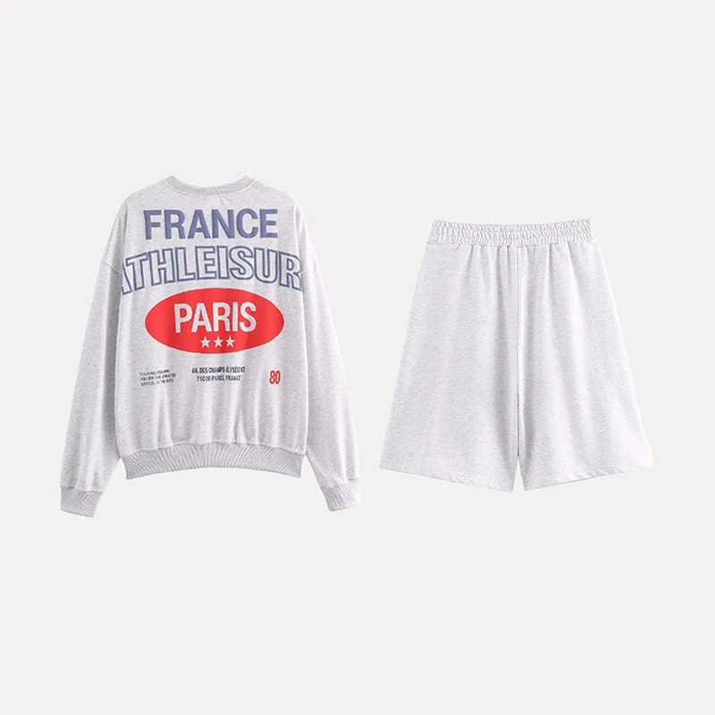 

Комплект из толстовки с принтом и Fce orts, лето 2023, женская повседневная спортивная одежда, круглая, Ne Long Sve, застежка-молния, двухсекционная...