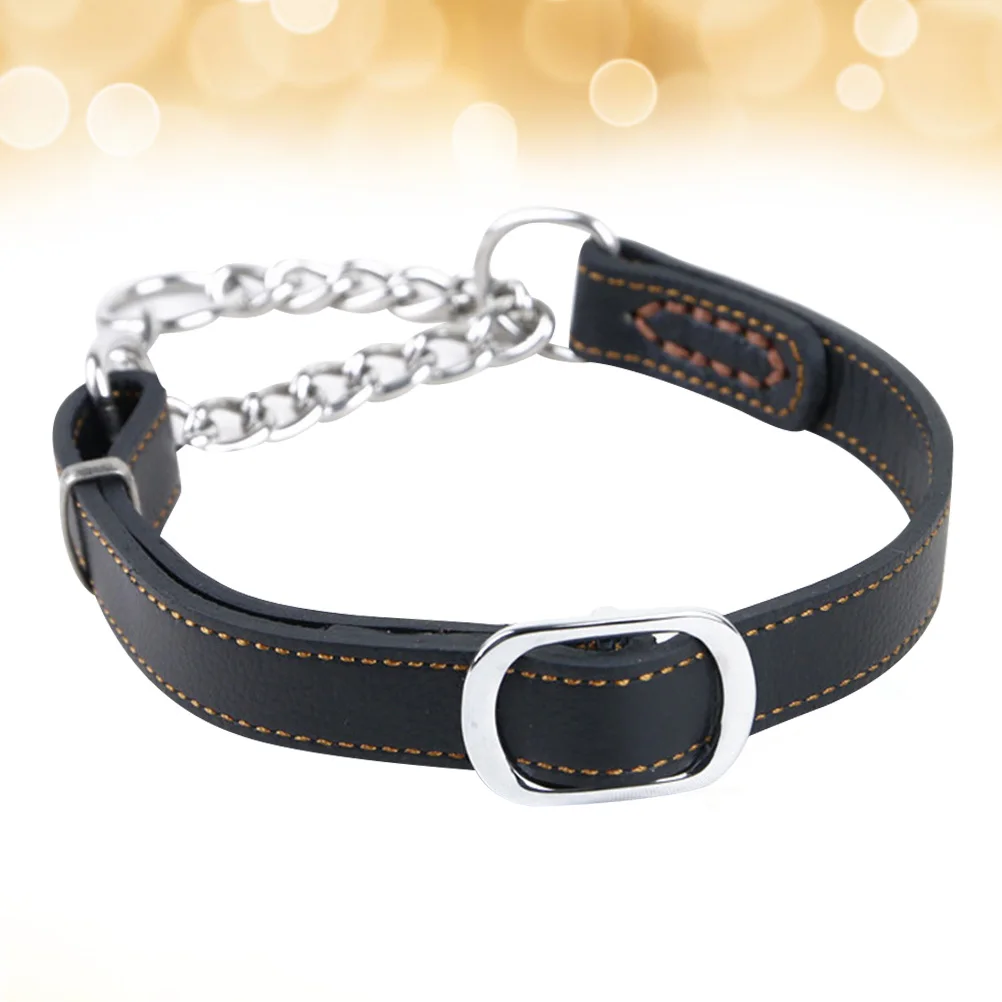 

Cowhide P Chain Necklace Dog Collars for Large Dogs Adjustable Medium Black Training