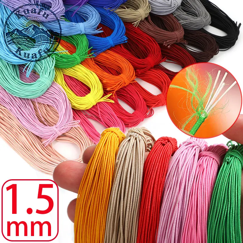 1,5 mm hochwertiges, rundes, elastisches Band, starkes elastisches Seil, farbenfrohe Gummischnur für DIY-Schmuckherstellung, Nähen, Bastelzubehör – Detail 1