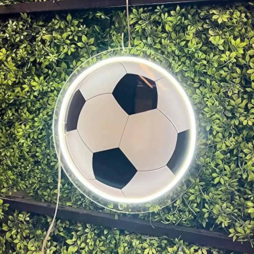 UV Printed Neon Soccer Ball Sign Soccer Bedroom Decorations Wall Decor LED Neon Light Football Neon Sign for Home Decoration