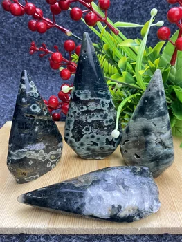 1pc Natural Ocean Jasper Agate Freedom Torch Reiki Healing Polished Ore Specimen Meditation Home Decor GeodeFeng Shui Gifts