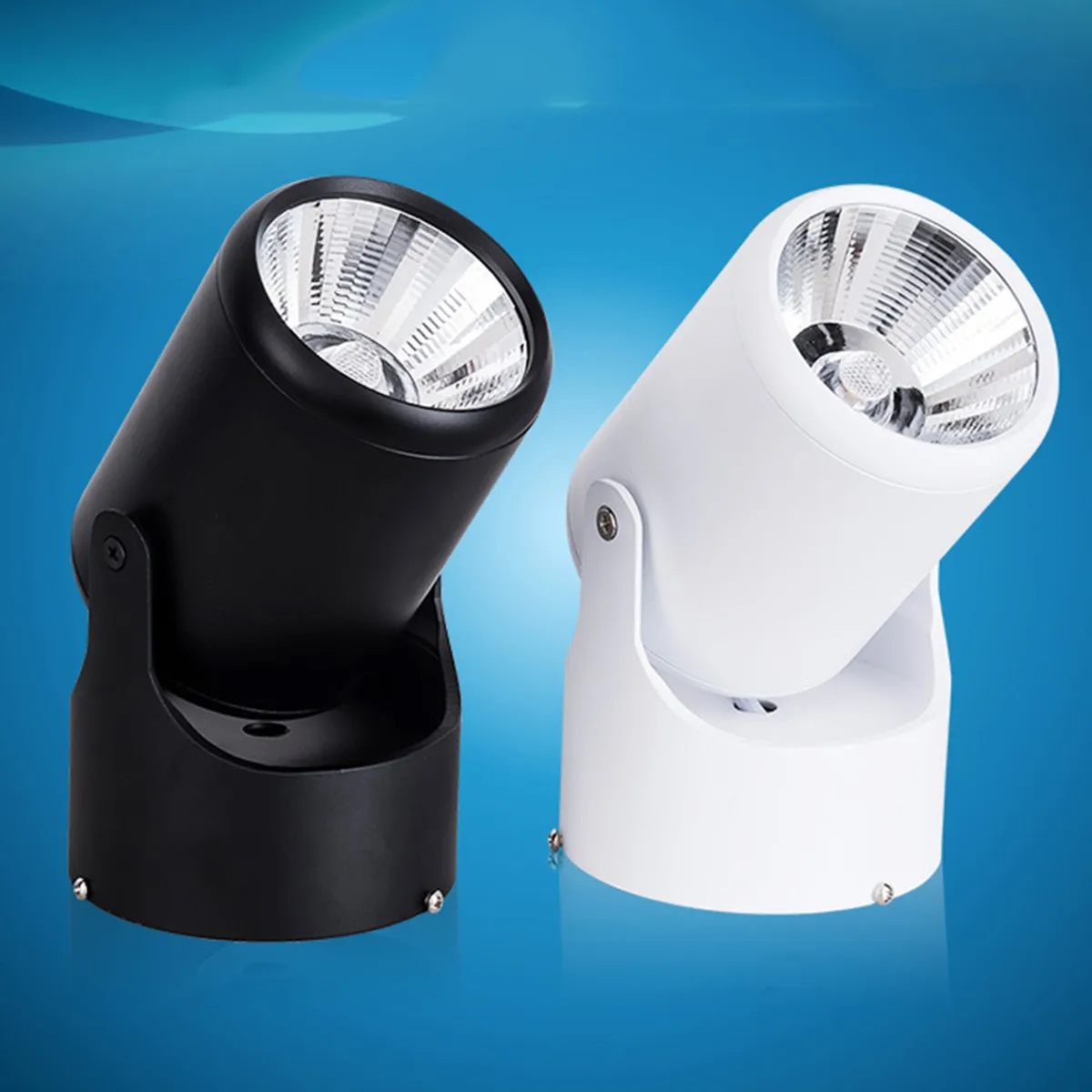 Indoor 7W LED Spotlight Adjustable Aluminum Ceiling Downlight Wall Lamp Rotatable Surface Mounted Lighting White Black