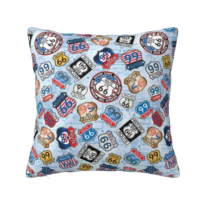 America's Highway Mother Road Route 66 Throw Pillow Case 60*60cm Home Decoration Cushion Cover Soft Polyester Pillowcase