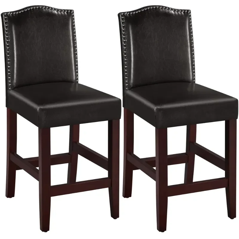 

Leather Counter Height Bar Stools Fullback, 2pcs, Brown chair bar stool