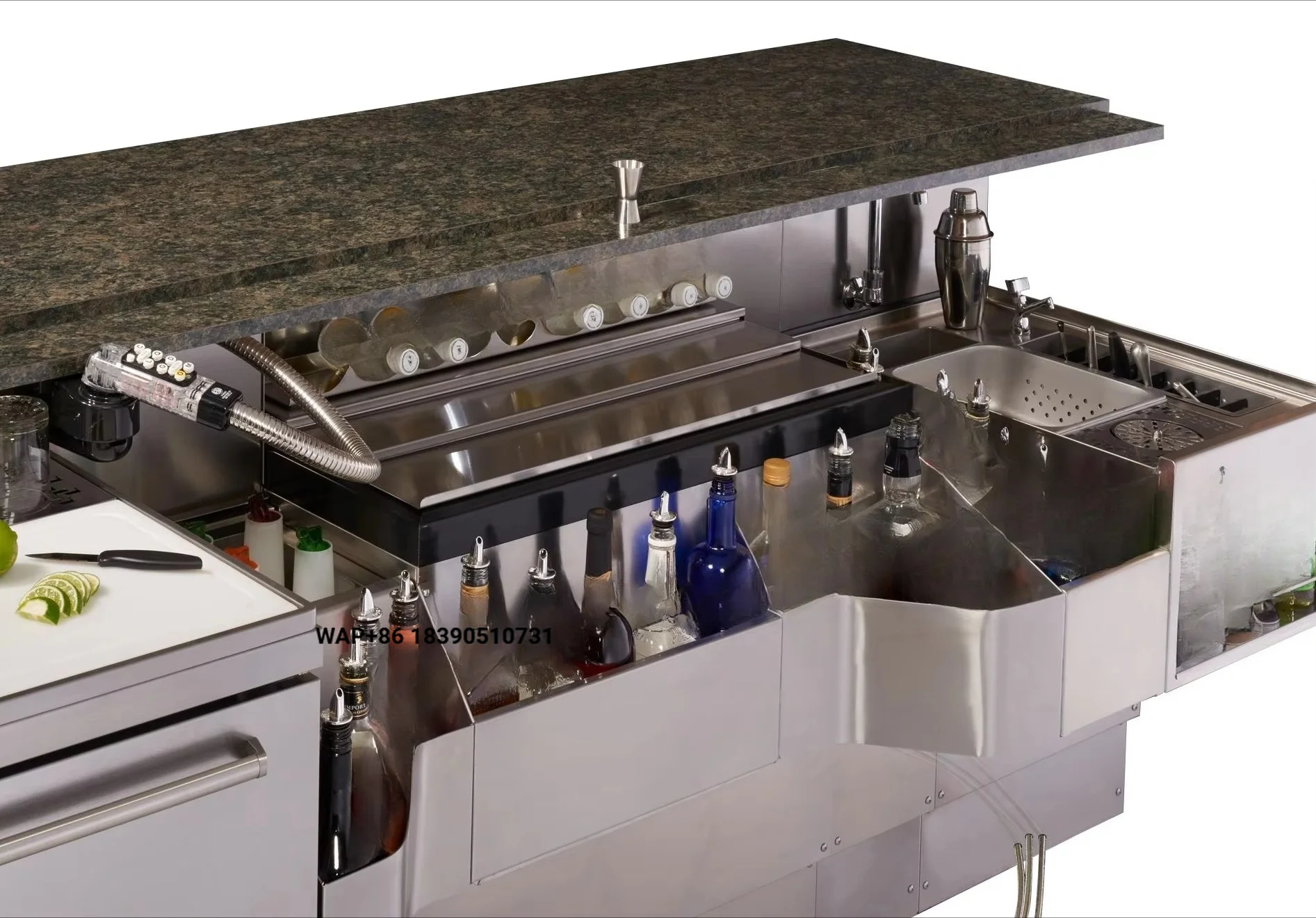 Beverage Service bar Station Commercial PTE68-A Stainless Steel Portable Movable Cocktail Station