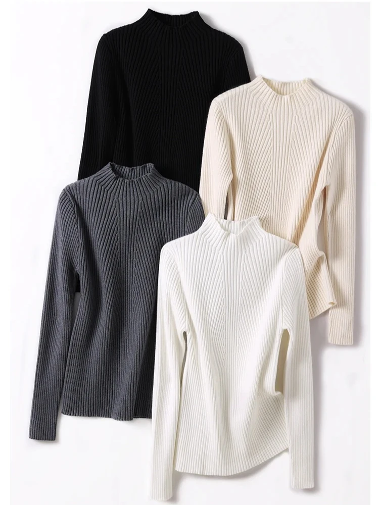 

2025 Autumn Winter Turtleneck Sweater Women Fashion Chic Knitted Tops Women Pullovers Long Sleeve Jumper Pull Femme Clothing