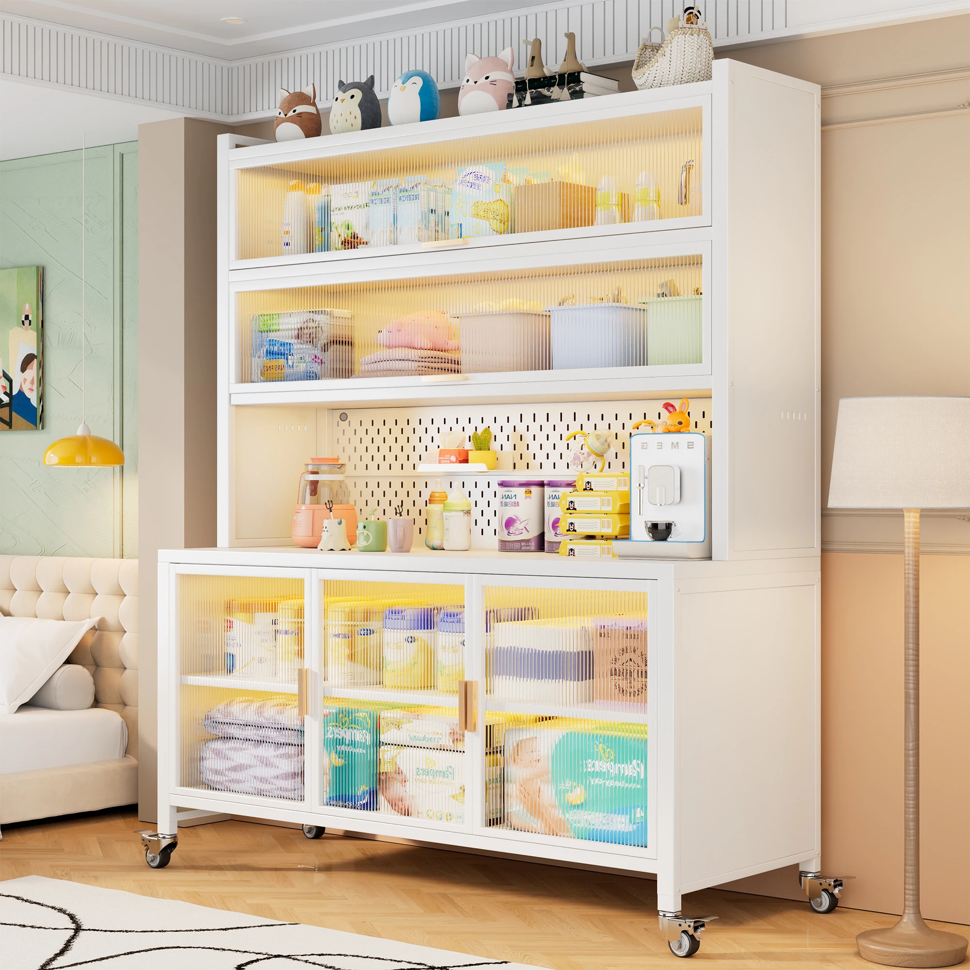 

Baby feeding table Children's toy storage rack floor to ceiling locker Household multi layer functional