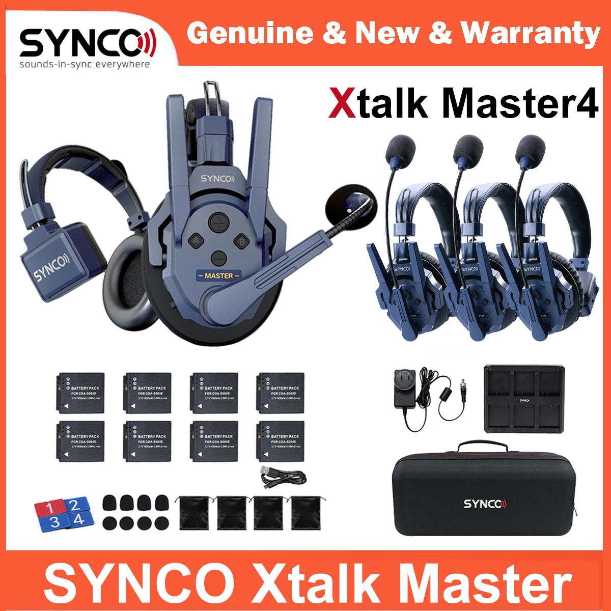 

NEW SYNCO Xtalk Master4 Master8 Wireless Intercom Headset System 2.4G Full-Duplex for Live Show Crew Communication Group Talk