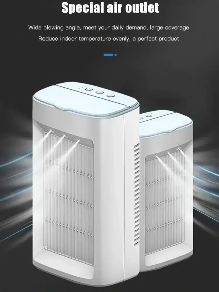 2025 مبرد الهواء مروحة متعددة الوظائف USB مروحة كهربائية صغيرة رذاذ الماء ضباب مكيف هواء متنقل المرطب للمنزل
