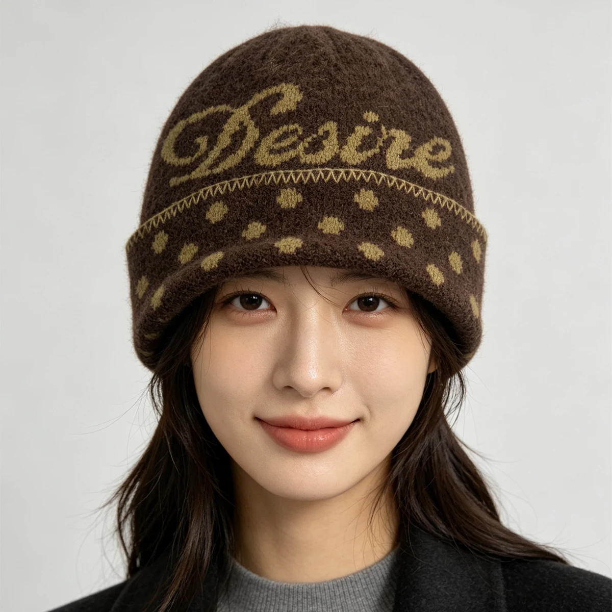 American Retro Jacquard Letters Knitted Hats New Men Women Warm Polka Dot Fashion Color Block Outdoor Versatile Personal Beanies 4