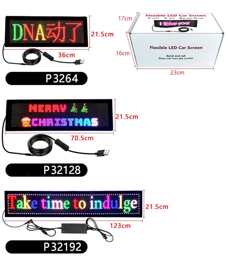 

Car LED Display Sign LED Soft Screen RGB Foldable Bluetooth APP Programmable Message Board for Car Rear Window Advertising Light