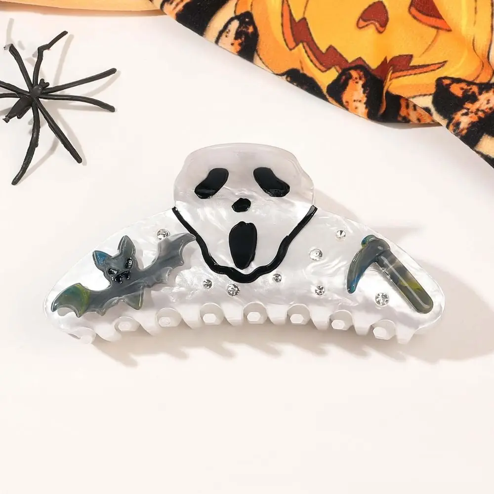 

Creative Acrylic Halloween Shark Clip Gradient Color Waterproof Skull Shark Clip Contrast Color Bat Acetic Acid Hair Claw Female