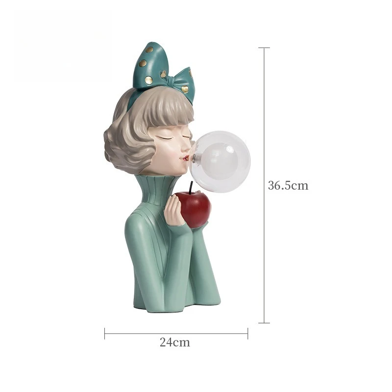 Cartoon Bubble Girl Nachtlicht Statue Skulptur Nordische Nachttischfiguren Heimdeko Atmosphärenlampe Kreatives Geschenk für Zimmer – Detail 7