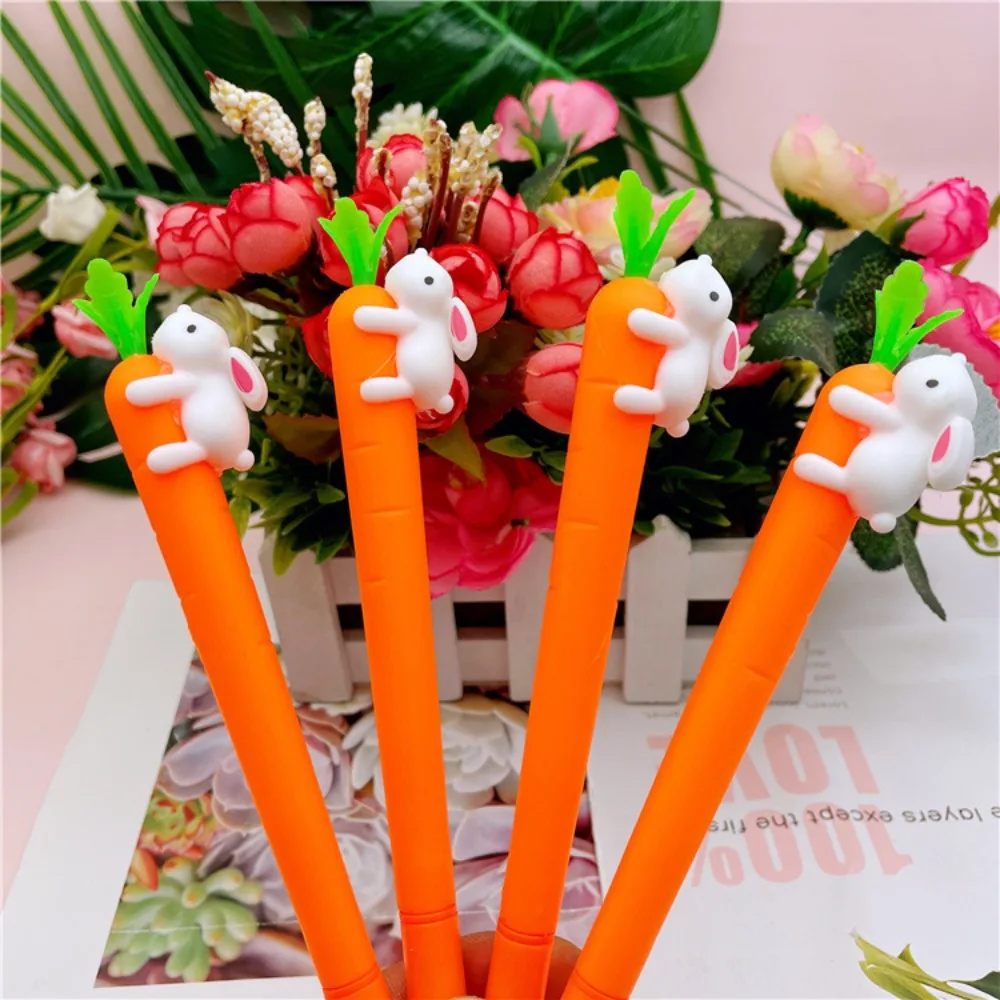 

7Pcs Cute Rabbit Carrot Neutral Pen, Vivid Color, School Office Stationery, Holiday Gift,Writing Pen