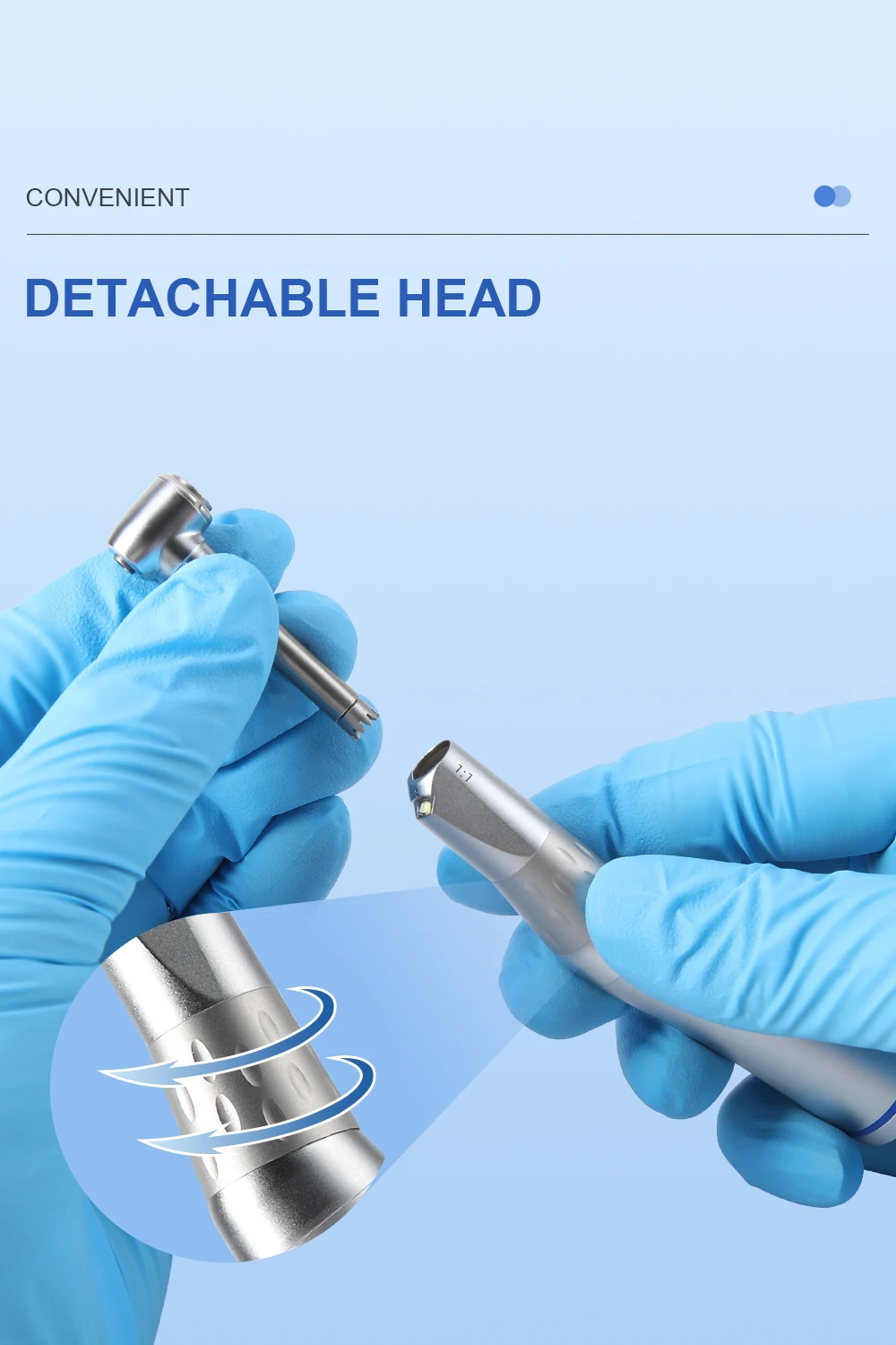 AZDENT Dental LED 1:1 Winkelstück mit E-Generator, langsamlaufendes Handstück, interner Einzelwasserspray, Druckknopf, Zahnarztwerkzeug – Detail 4