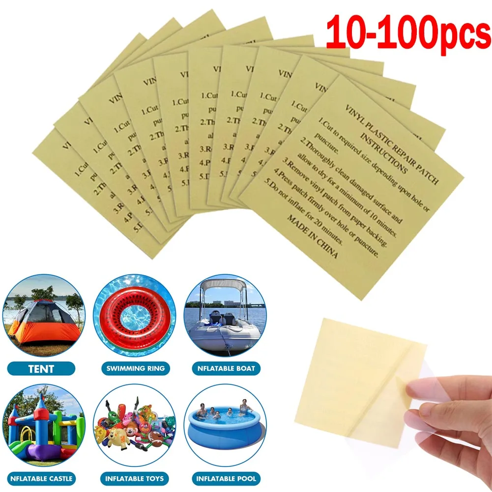 10-100pc Swimming Pool PVC Repair Patch Waterproof Swimming Ring Repair Kit Inflatable Boat Repair Patch Swimming Pool Accessory