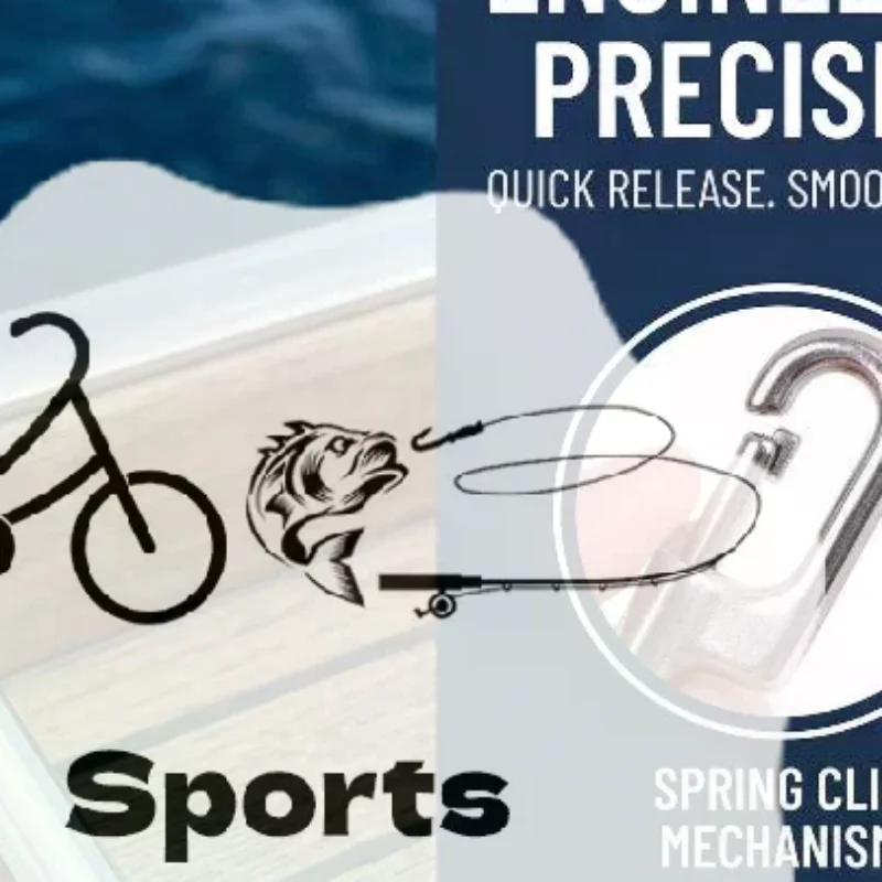 Marine Diving Dual Head D Ring Snap Hook with Swivel Bolt Clip Stainless Steel for Gear Attachment