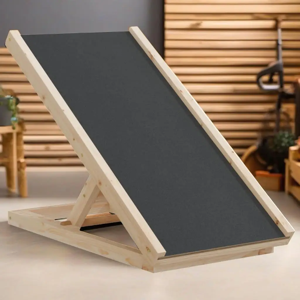 27.6x13.8 Gray Dog Ramp | Durable Solid Wood Fir Pet Stair for Easy Access