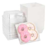 10/20/30pcs Cake Donut Boxes Kraft Paper Dessert Cookie Bakery Food Packaging Box with Clear Lid Wedding Birthday Party Supplies