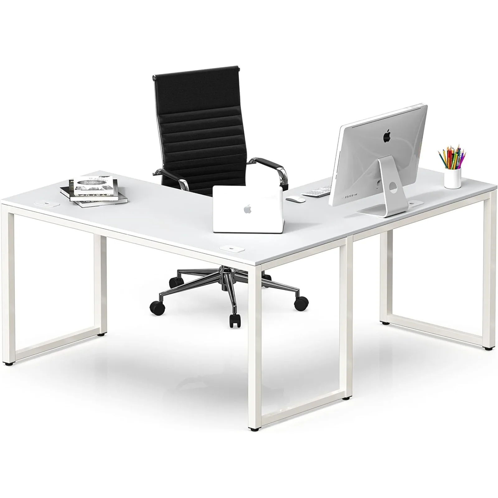 

US Home Office 55-Inch Large L Shaped Corner Desk, 24" Deep, White