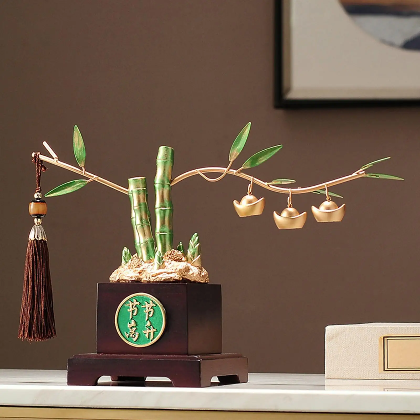 

Bamboo Statue Ornament Collection Decorative Resin Lucky Bamboo Sculpture for Entrance Bookshelf Garden Table Centerpiece Office