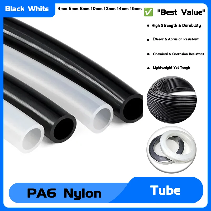 Pneumatic Air Compressor Smooth Rigid Polyamide Oil Pipe High Pressure PA6 Nylon Tube 4mm 6mm 8mm 10mm 12mm 14mm 16mm 1/3/5/10M