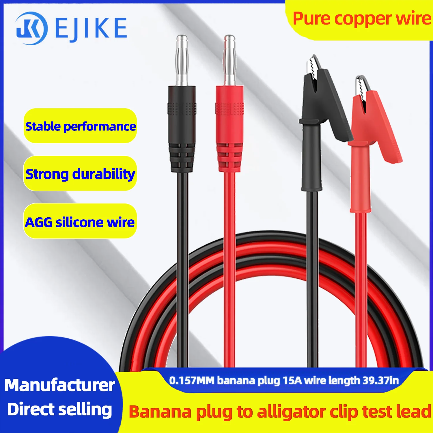 2 шт. штекер типа «банан» к зажиму «крокодил» тестовый провод кабеля 4 мм штекер типа «банан» для мультиметровой электрической перемычки 100 см