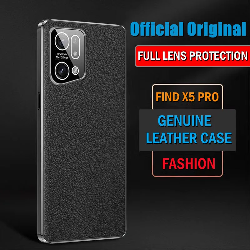 

Premium Leather Case for Oppo Find X5 Pro Genuine Leather Back Cover for Oppo Find X5 Shockproof shell Full Lens Protection Case