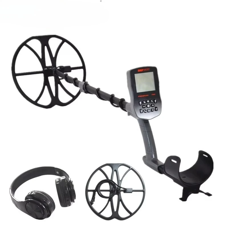 

2022 Update New Model T90 Underwater Full Waterproof High Sensitivity Retail Package Gold Metal Detector With Wireless Headphone