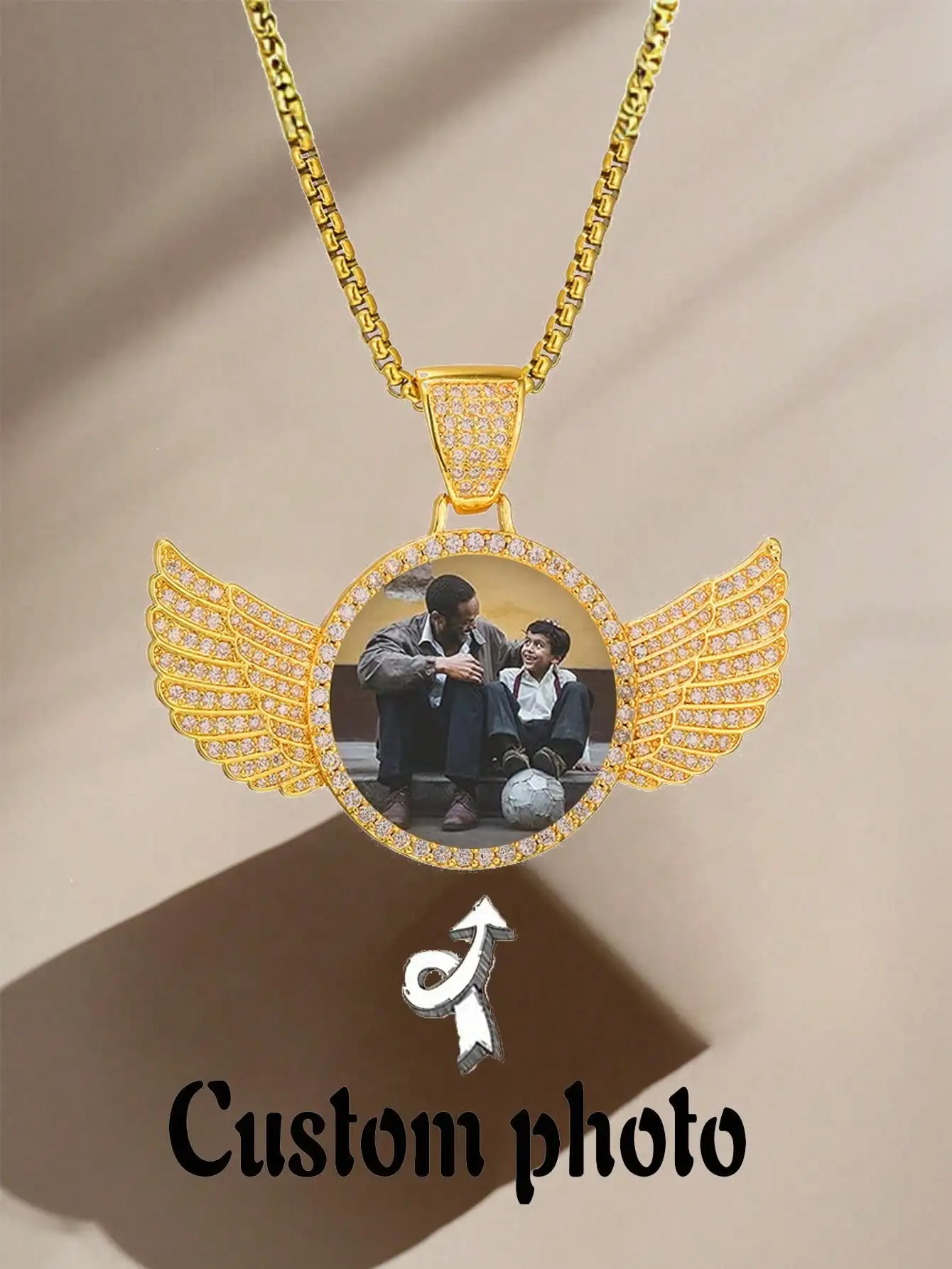 1 Piece Custom Photo Necklace, Personalized Couple Photo Frame Pendant, Women Round Memory Pendant Necklace with Rope Chain, Hip