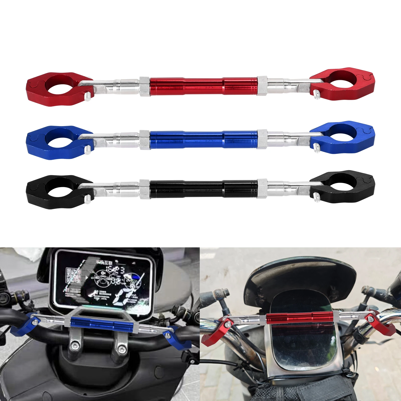 22mm Motorcycle Handlebar Handle Grip Adjustable Crossbar Balance Bracket Steering Wheel Reinforce Replacement Rod Expansion