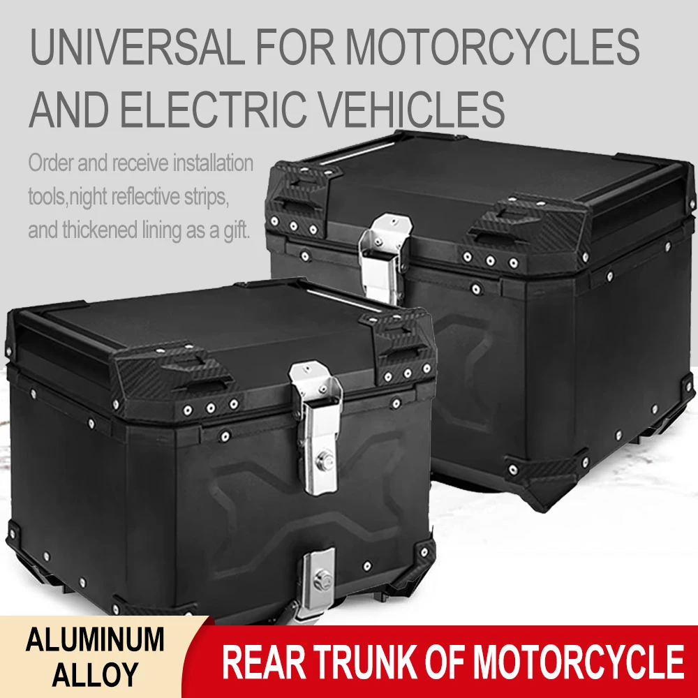

45L/55L Genera Motorcycle Top Aluminium Alloy Motorcycle Trunk Helmet Box Waterproof Motorbike Tail Box Luggage Storage Cases