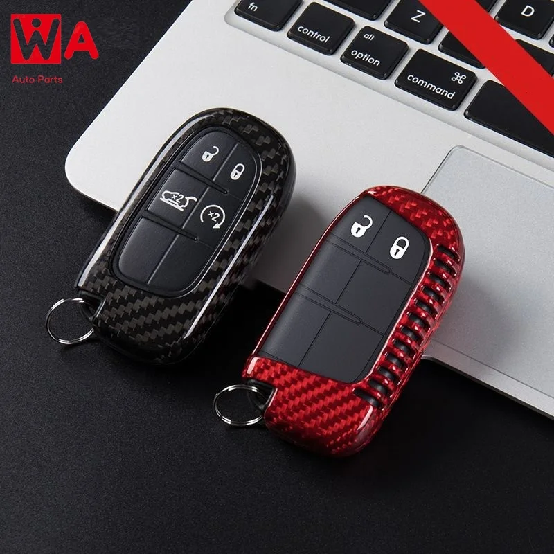 

Carbon Fiber Car Remote Key Case Cover Shell For Dodge Journey Charger For Jeep Renegade Grand Cherokee For Chrysler 200 300