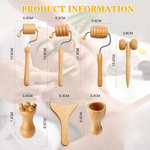 Imagen 2 del producto Palo de levantamiento Facial, eliminador de arrugas, masajeador de Spa Facial de madera, rodillo de masaje de adelgazamiento Facial Guasha, terapia de madera Gua Sha,ассажascript