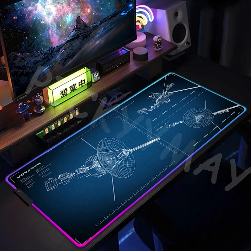 Draft Design Drawing RGB Mouse Pad Gaming Mousepads LED Mouse Mat Keyboard Mat Anti-slip Best Choice Mousepad Luminous Desk Rug