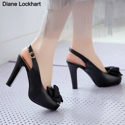 Women Fish Mouth High Heels Bow Platform Pumps Slip On Fashion Stiletto Heel Sandals Women Sexy Party Dress Pumps 2023 Summer 32