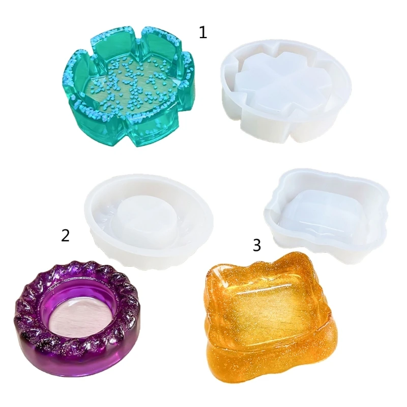 DIY Small Geometry Ashtray Silicone Mold Desktop Ornament Trinket Holder Jewelry Storage Tray Dish Epoxy Resin Casting Mould