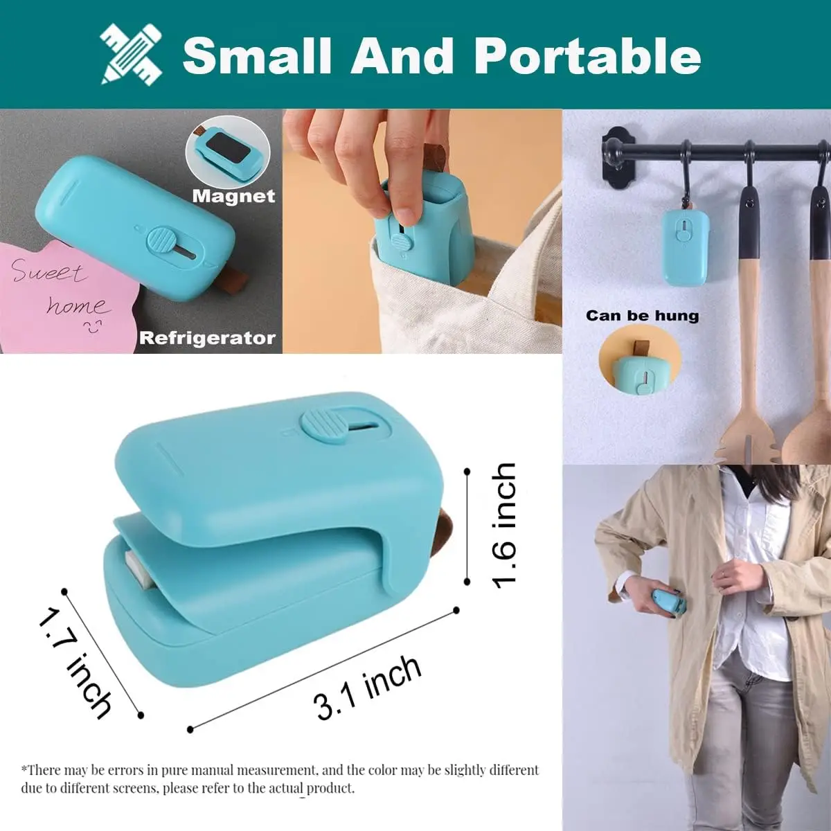 Mini Bag Sealer, Mini bag sealer heat seal,Bag Sealers, Heat Vacuum Sealer, 2 in 1 Heat Sealer and  with Lanyard, Portable Bag R