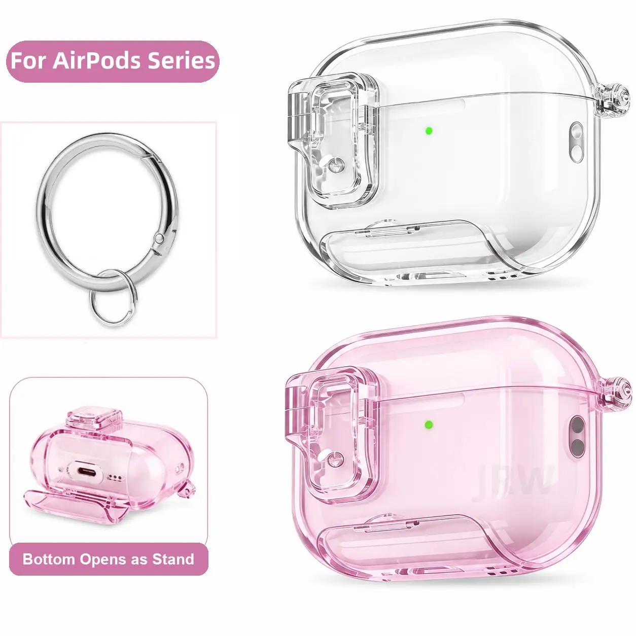 New for AirPods Pro 3/Pro 2/4 with Keychain [Auto Pop-Up Lid ] Soft TPU Clear Cover Phone Bracket Design for AirPods 4/Pro 3/Pro