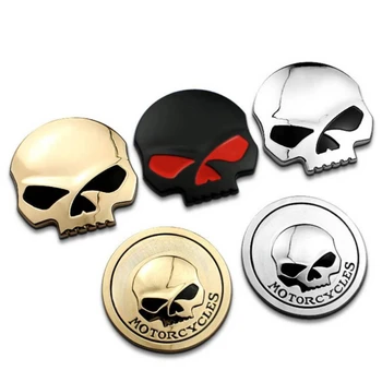 אופנוע גולגולת מתכת הגולגולת מכונית לוגו מכונית הגולגולת המכונית מדבקות המכונית הגולגולת מדבקות זנב צד סמל ראש גוף מדבקה