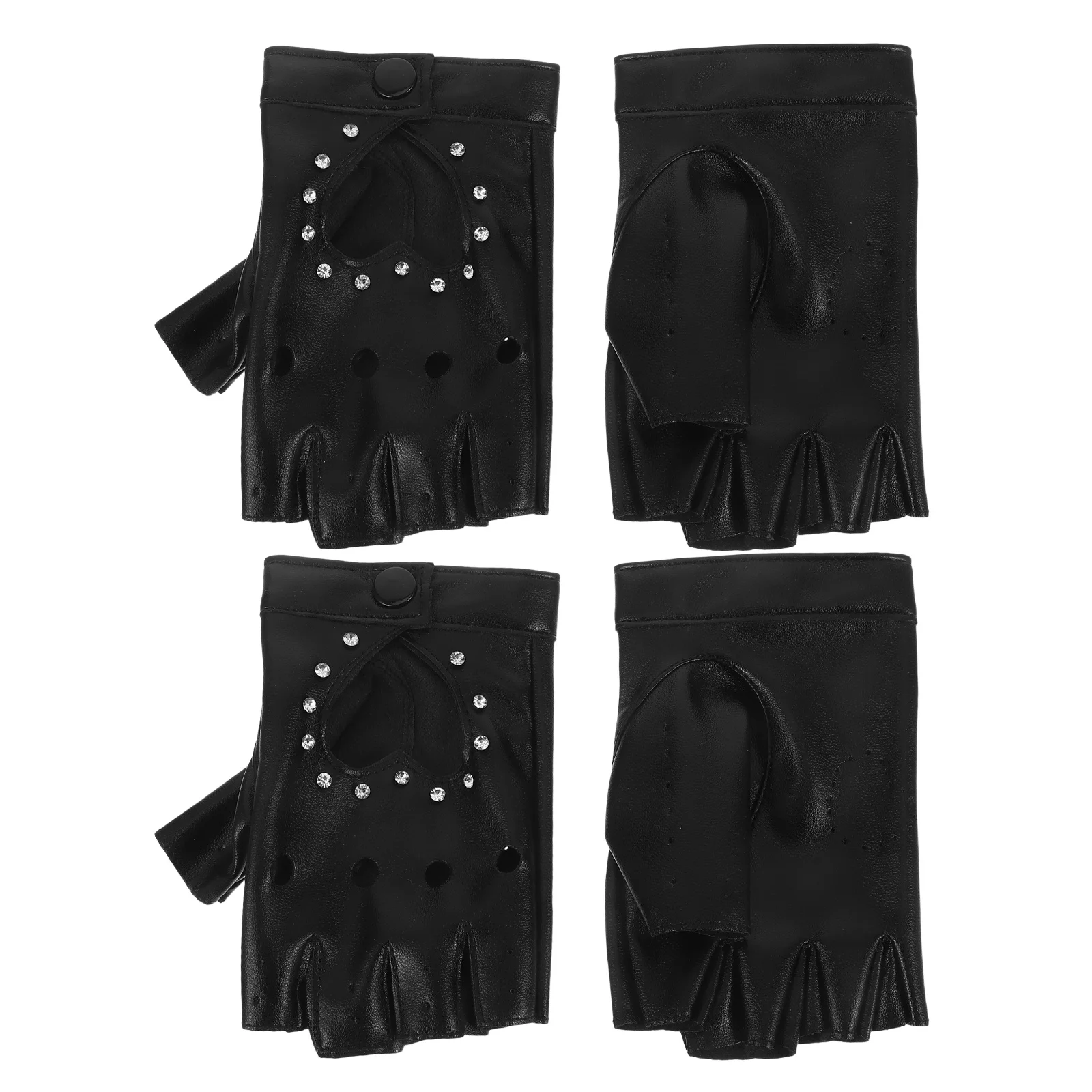 2Pairs الاطفال فاسق أصابع قفازات القلب انقطاع نصف اصبع القفازات ملابس رقص هالوين سباركلي الأطفال قفازات