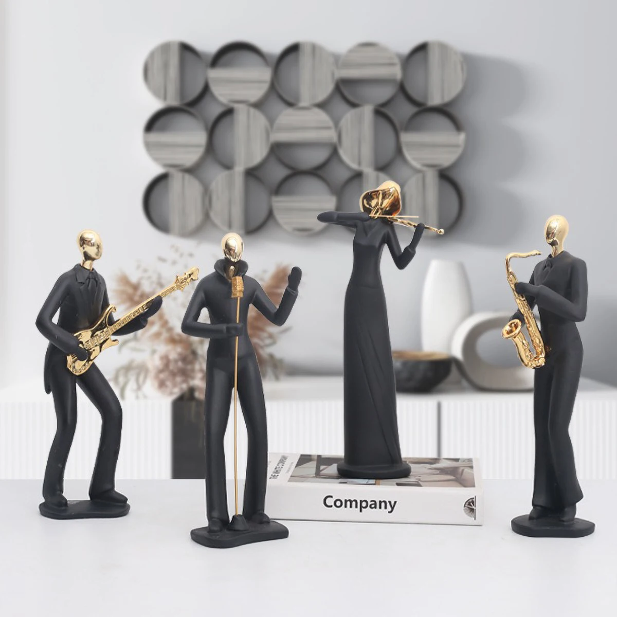 Scandinavian Abstract Music Dancer Resin Sculpture - Modern Ballet Figure for Bookshelf, Minimalist Office Decor & Art Lover's